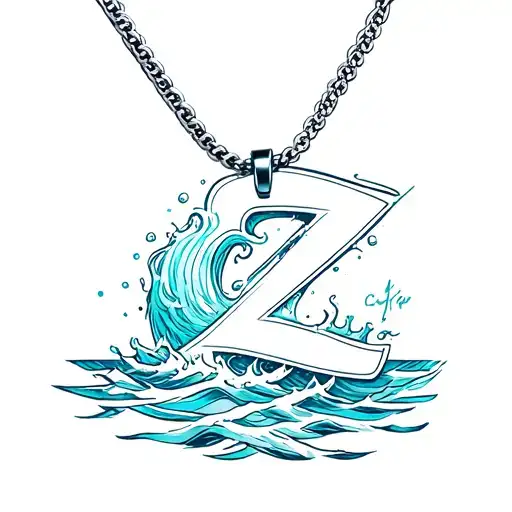 Surf's up Big Z necklace infused with Avatar water symbol tattoo design idea