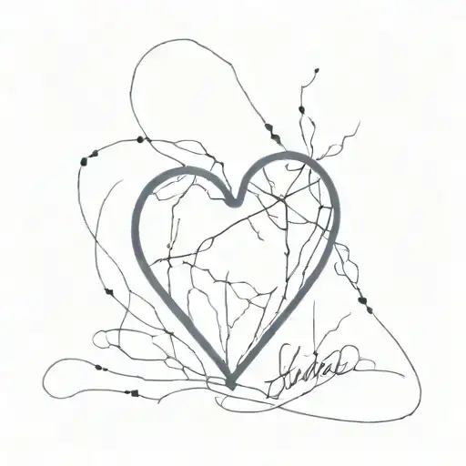 Broken heart kintsugi with simple breaks tattoo design idea
