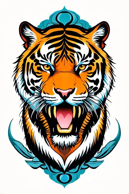 An abstract design blending elements of stoicism and family values, with a tiger symbolizing protection and strength tattoo design idea