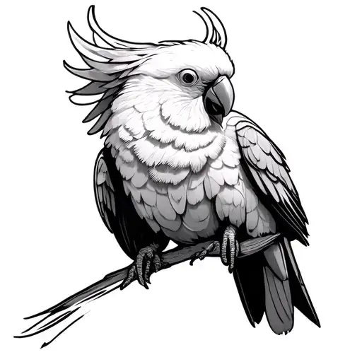 single line cockatoo tattoo design idea