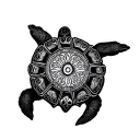 dharma wheel turtle shell tattoo design idea