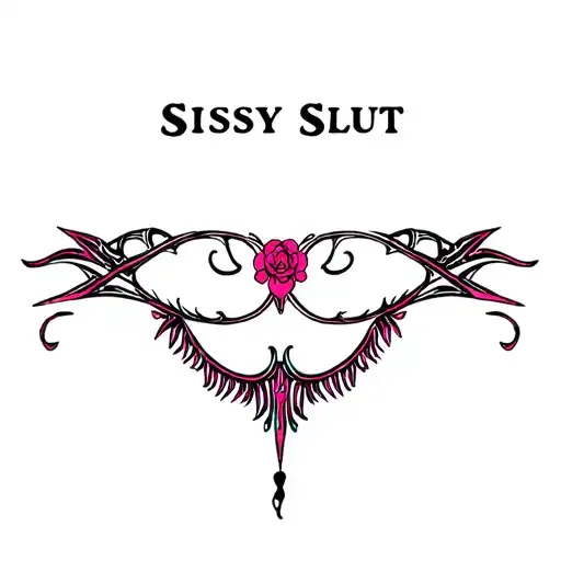 "Sissy Slut" "tribal" "slut" "pinstripes" "color" "womb position" tattoo design idea