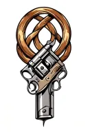 Gun barrel intertwined representing strength family spirituality tattoo design idea