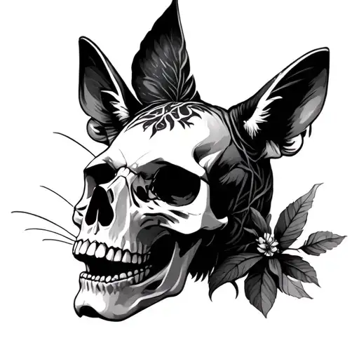 skulls and animals tattoo design idea