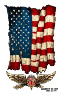 "November 1-1955 April 30-1975" battle worn American flag with army insignia and airborne wings on the lower half of the flag  tattoo design idea