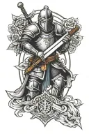 knight holding a sword tattoo design idea