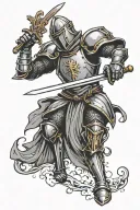 knight holding a sword tattoo design idea