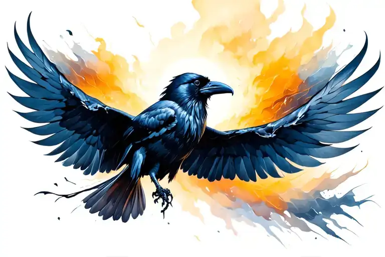 Flying raven abstract on hip bone tattoo design idea