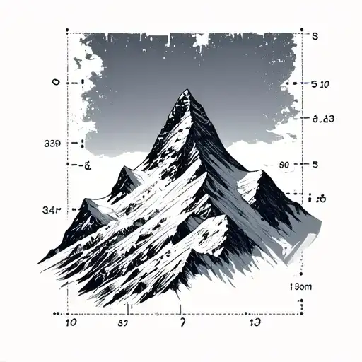 Matterhorn outline with coordinates on along the side tattoo design idea