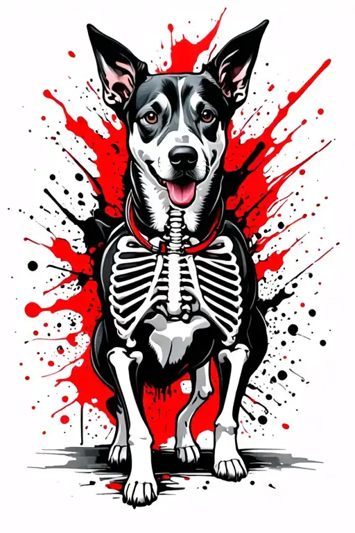 walking dog x ray with bones and internal organs for veterinarian  tattoo design idea