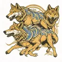 wolf pack running tattoo design idea