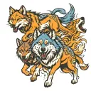 wolf pack running tattoo design idea