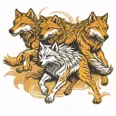 wolf pack running tattoo design idea