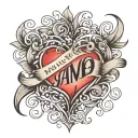 names written in the shape of a heart tattoo design idea