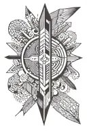 arrow with an embedded semicolon  minimallistic  tattoo design idea