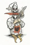 Ghostface with knife stabbing tattoo design idea