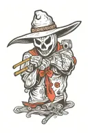 Ghostface with knife stabbing tattoo design idea