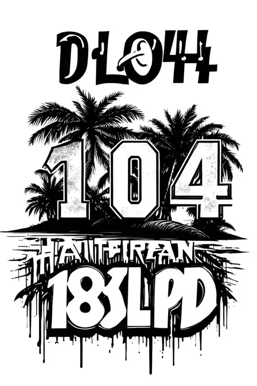 Florida background musical effect the number 101 Haitian reference username DLOPD in bold letters on top with 1804 on it tattoo design idea