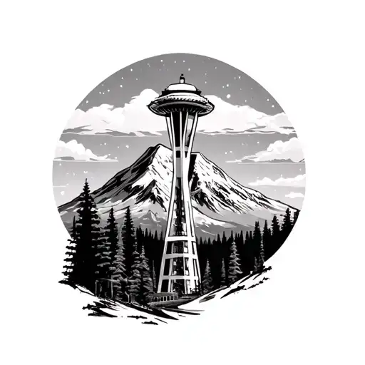 seattle space needle mount rainier tattoo design idea