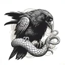 raven eat  snake tattoo design idea