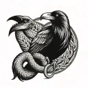 raven eat  snake tattoo design idea