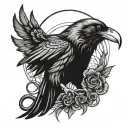 raven eat  snake tattoo design idea