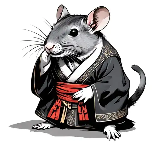 Japanese rat wearing traditional clothing  tattoo design idea