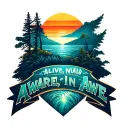 "Alive, Aware, In Awe" Sunrise and nature elements tattoo design idea