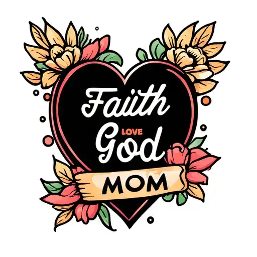 faith love god mom tattoo design idea