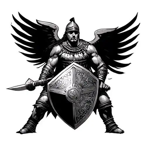 gladiator with a shield tattoo design idea