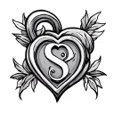 initials sp heart shaped lock tattoo design idea