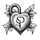 initials sp heart shaped lock tattoo design idea