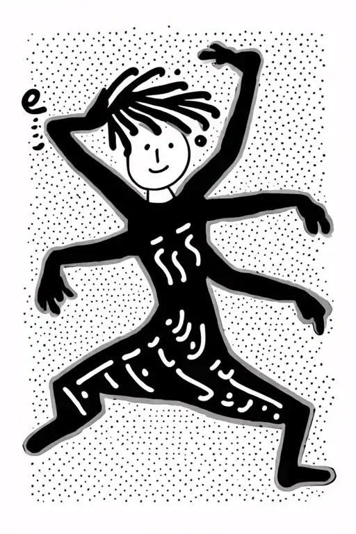 keith haring abstract dancing tattoo design idea