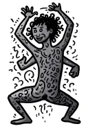 keith haring abstract dancing tattoo design idea