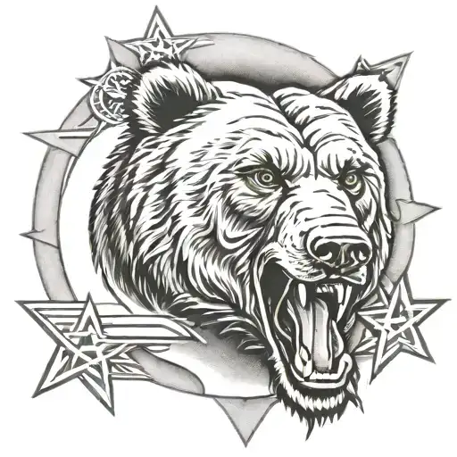 star with Chicago bears logo incorporated within tattoo design idea