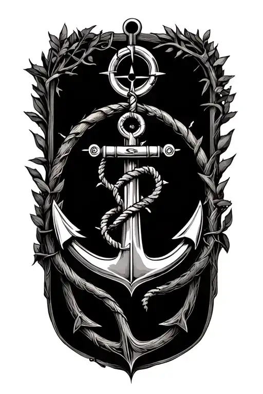 anchor compass tree of life intertwined tattoo design idea