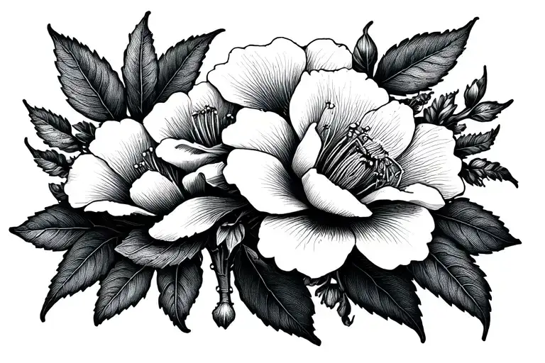 Chaconia and sampaguita flower intertwined tattoo design idea