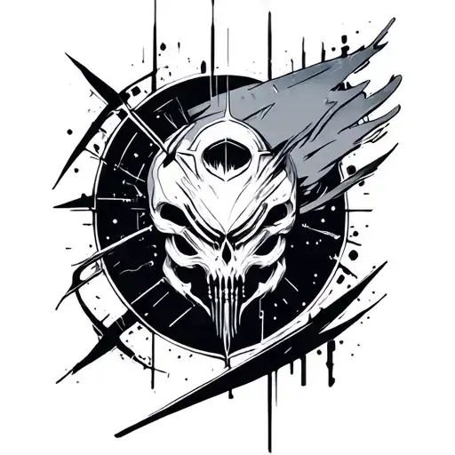 Cyber Sigilism Stomach tattoo design idea