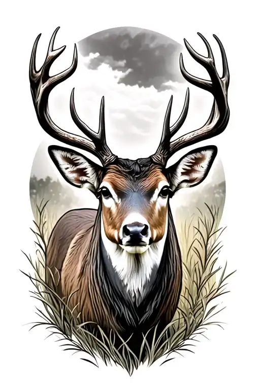 outdoors whitetail buck standing tattoo design idea