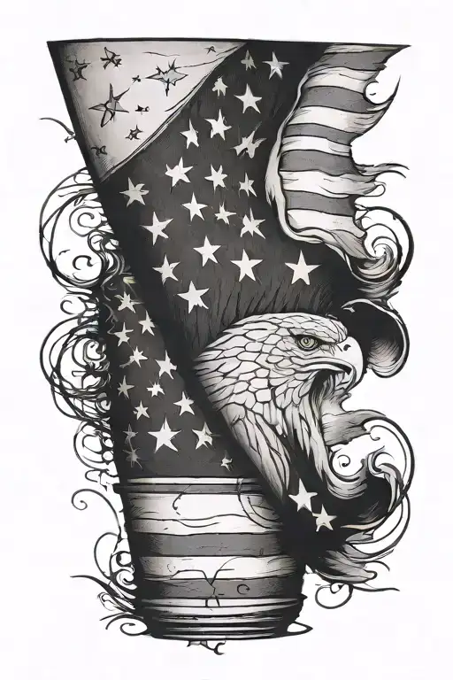 american flag sleeve tattoo design idea