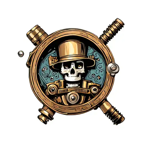 Steampunk nut cracker inside tattoo design idea