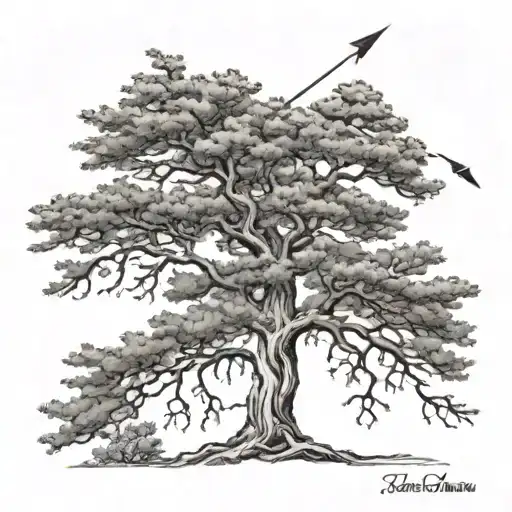 I want a tattoo thatll have an arrow that in the edge of it itll have a cedar tree , im Sagittarius and my name in hebre tattoo design idea
