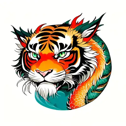 Tiger and dragon tattoo design idea