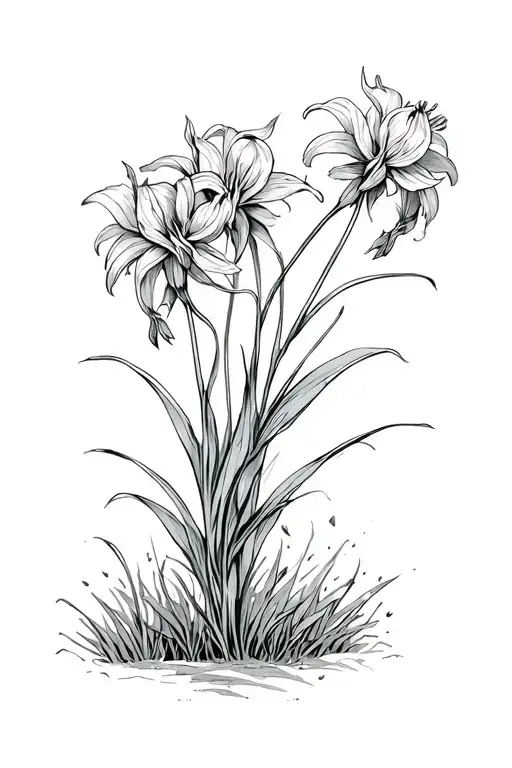 Lycoris on the field of sculls tattoo design idea