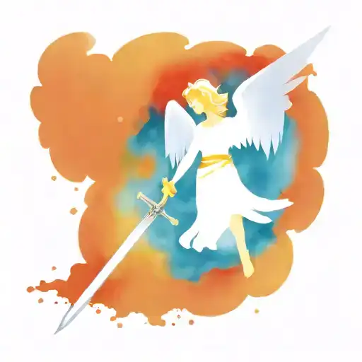 guardian angel holding a sword tattoo design idea