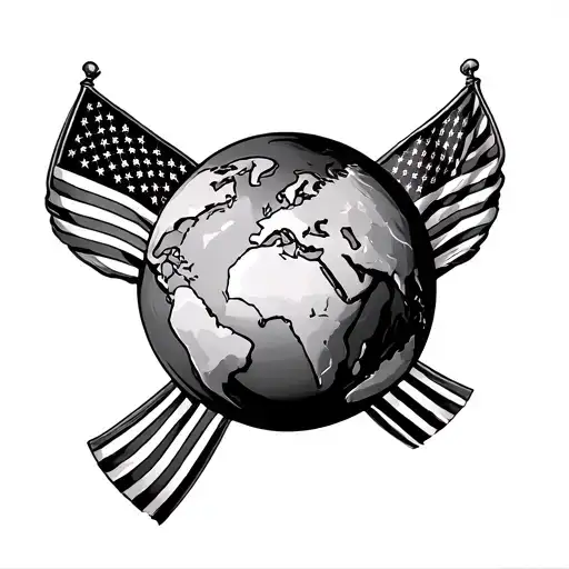 atlas holding the world and the American flag tattoo design idea