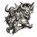 warrior and demon tattoo design idea
