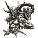 warrior and demon tattoo design idea