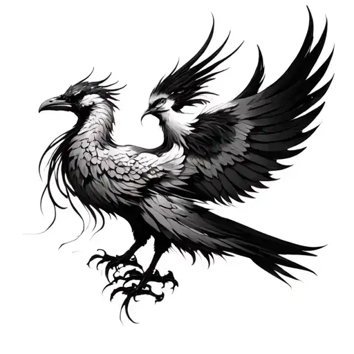 bird phoenix fight with Nagaina  tattoo design idea