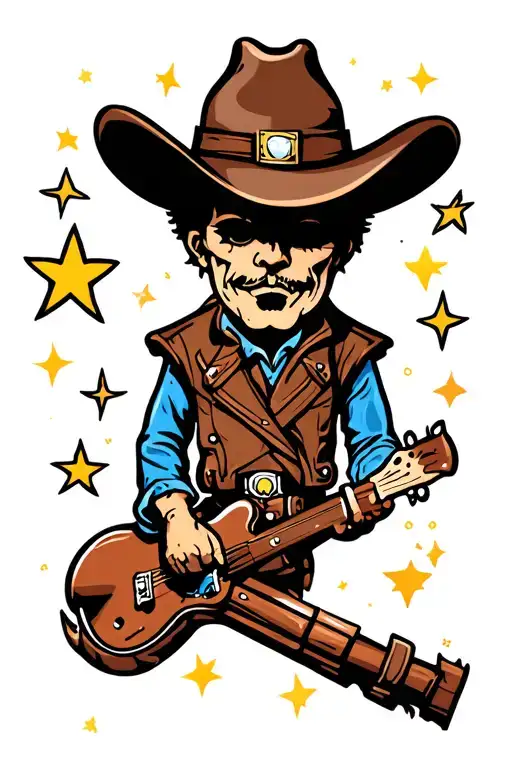 punchy western tattoo design combining elements like stars tattoo design idea